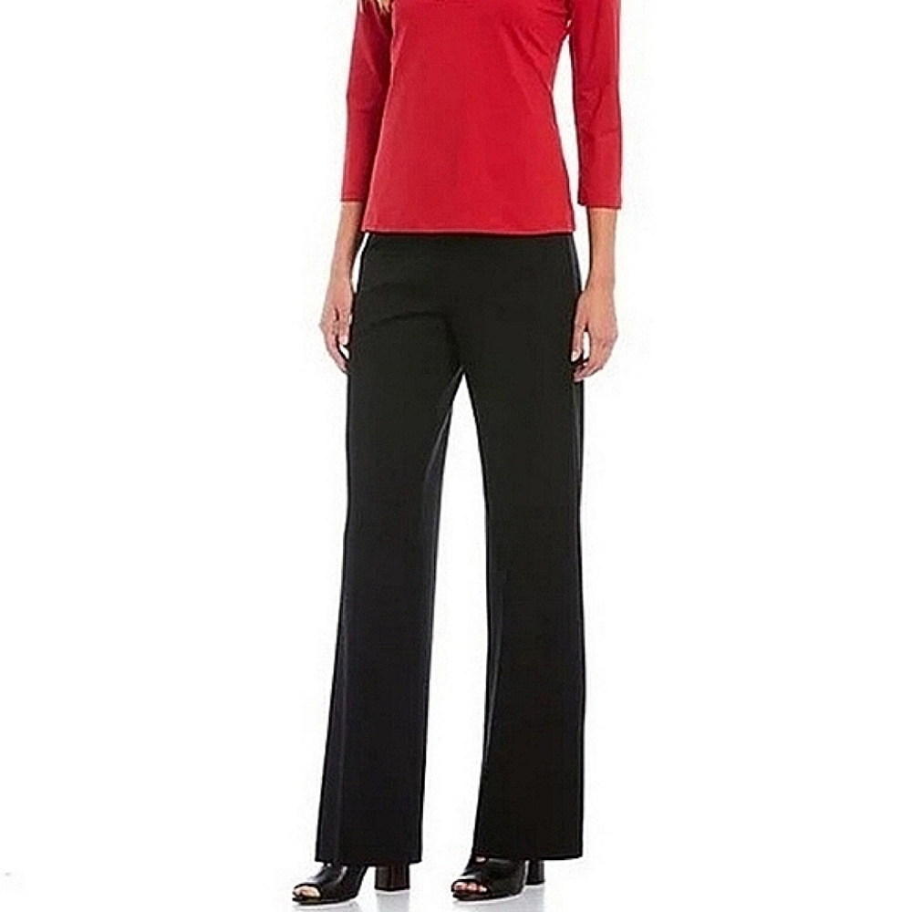 J. McLaughlin Trouser Pants 100% Silk Black Flat Front Side Zip Size 10